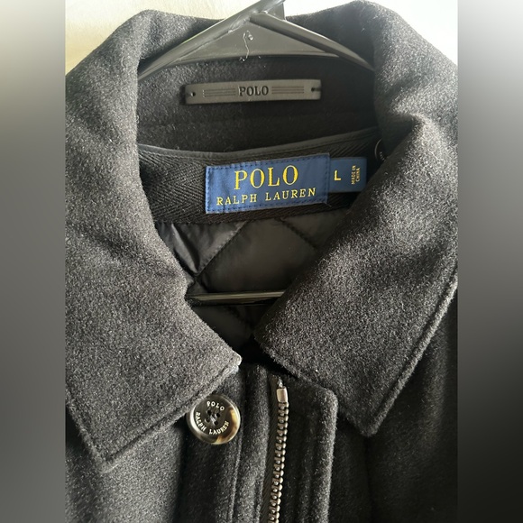 Large Ralph Lauren Black Felt Trench Coat - Picture 5 of 12